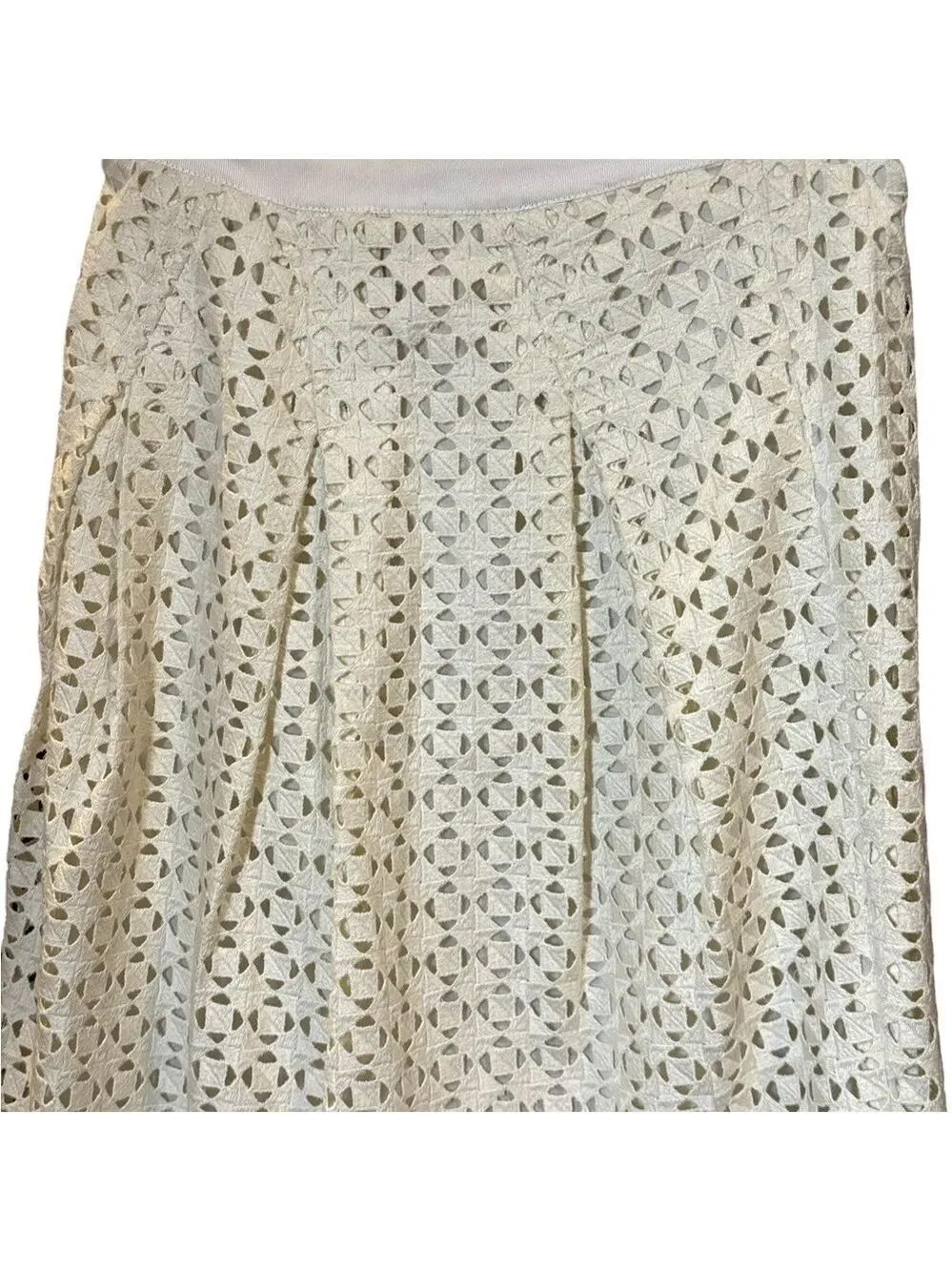 Tory Burch Cream Lace Like Mini Midi Skirt